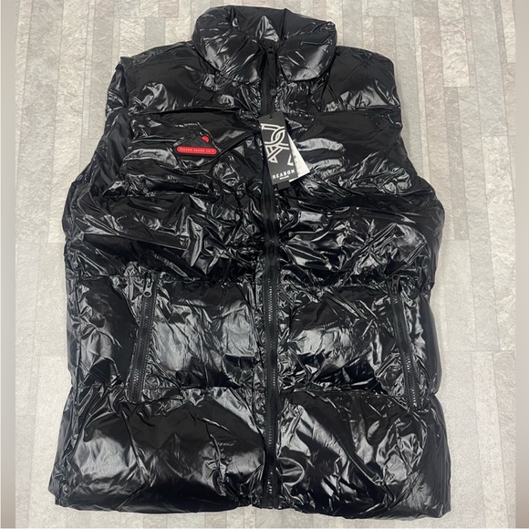 NWT Reason Clothing Mizzy PufferVest In Black Sizw Large - Picture 2 of 5